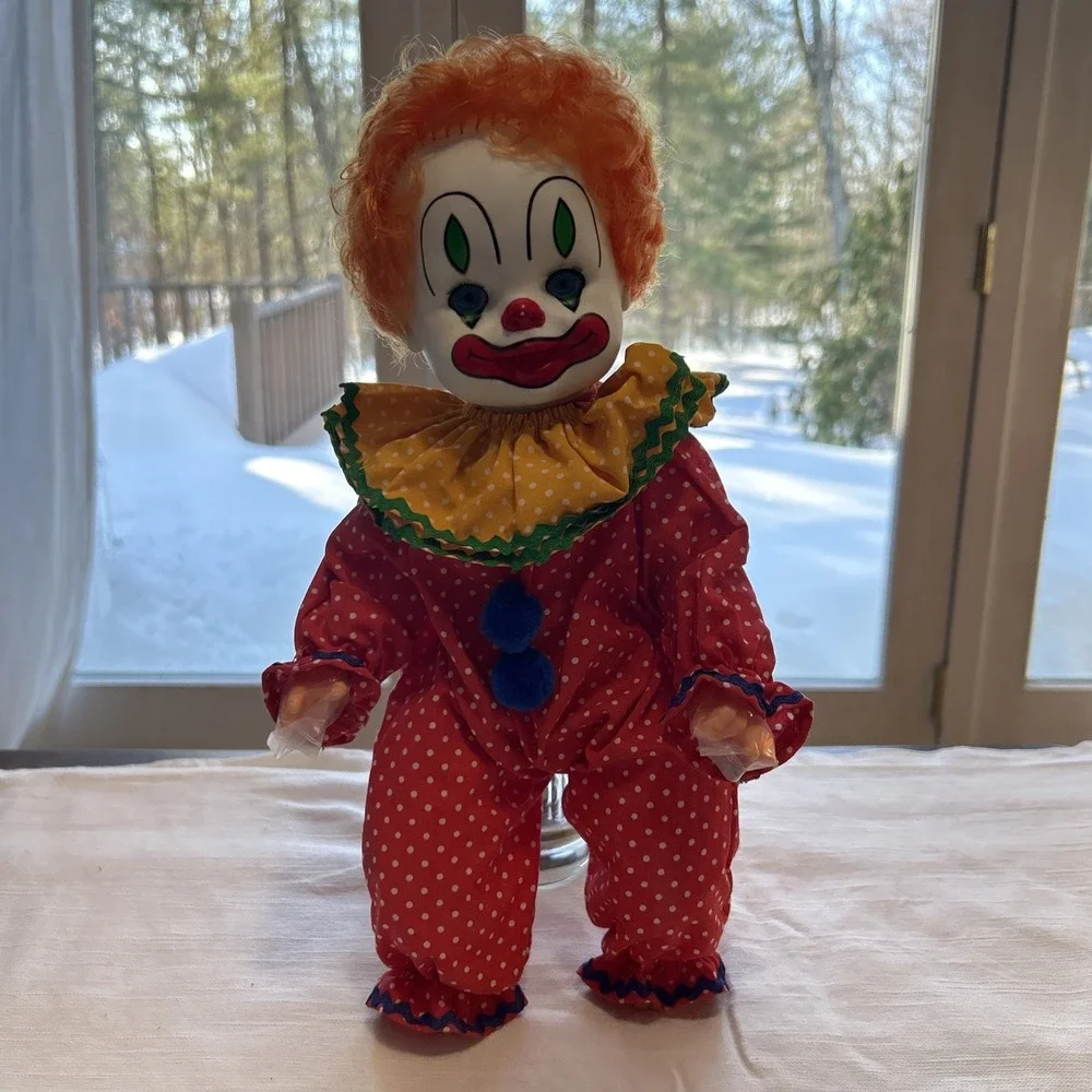 Gatabox Rare Clown Face Baby Doll Soft Body Red Hair 1981